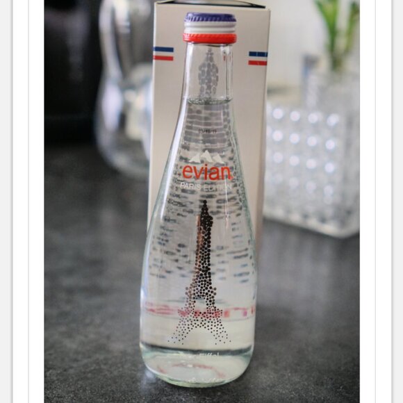 Evian Water PARIS France Eiffel Tower Glass Bottle 2019 Collectible NIB RARE Art